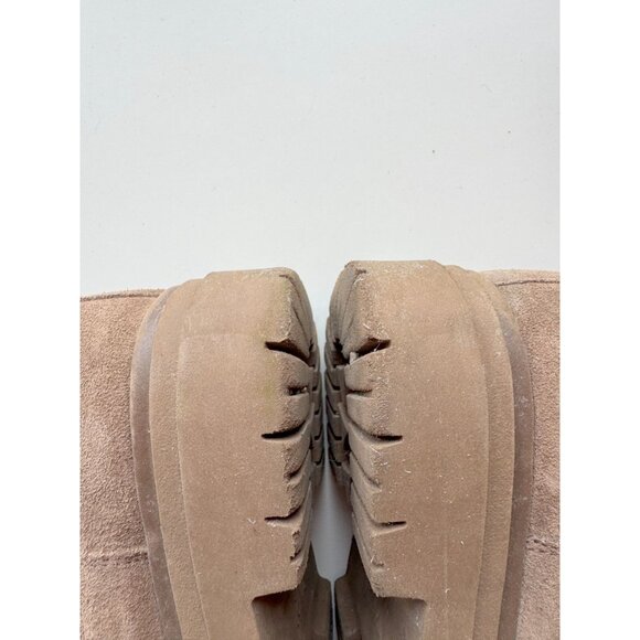 ZARA Brown Suede Leather Lug Sole Platform Ankle Chelsea Boots, Size 36 - Picture 12 of 16